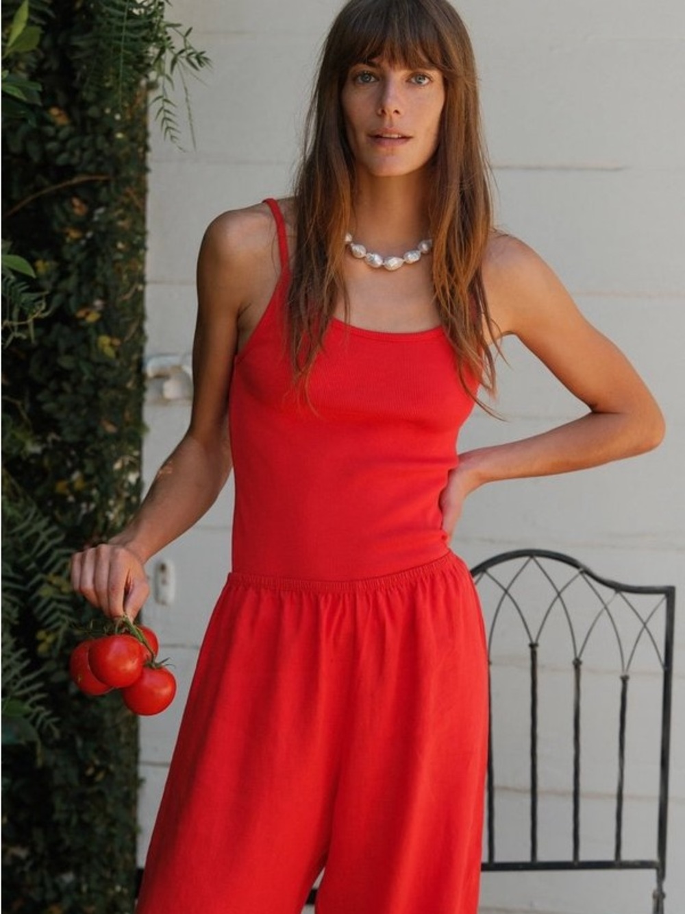 NWT Donni Rib Spaghetti Tank Red
